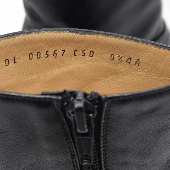 Ferragamo Italy Womens 8.5 4A Narrow Black Leather Dress Shoes Zip Ankle Boots - Picture 7 of 12